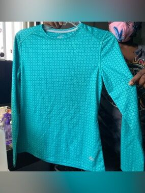 Reel Legends Long Sleeve Performance Tee in Teal Pattern